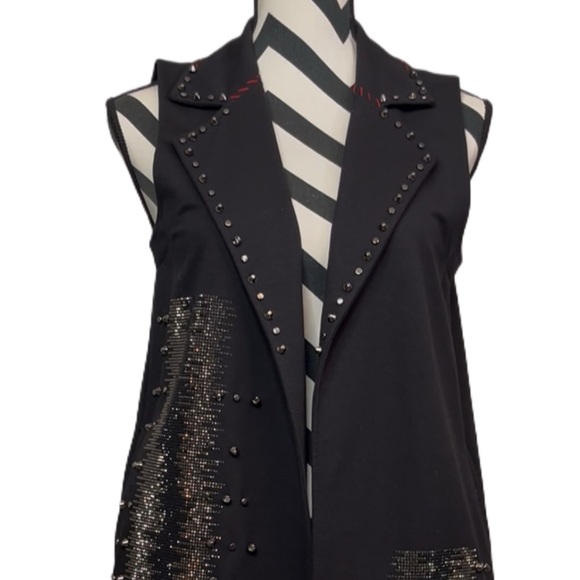 Alain Murati Artsy Bling Open Front Sleeveless Vest Gilet - Picture 4 of 11